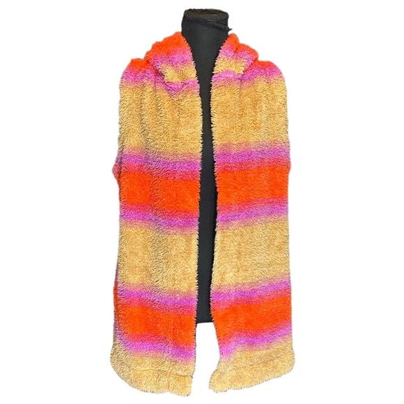 Kookaburra by Ugg Colorful Soft Sherpa Open Front Hoodie Vest Size S - Picture 2 of 9
